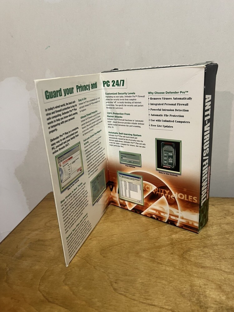Defender Pro Plus Anti Virus / Firewall PC CD ROM Complete In Small Box