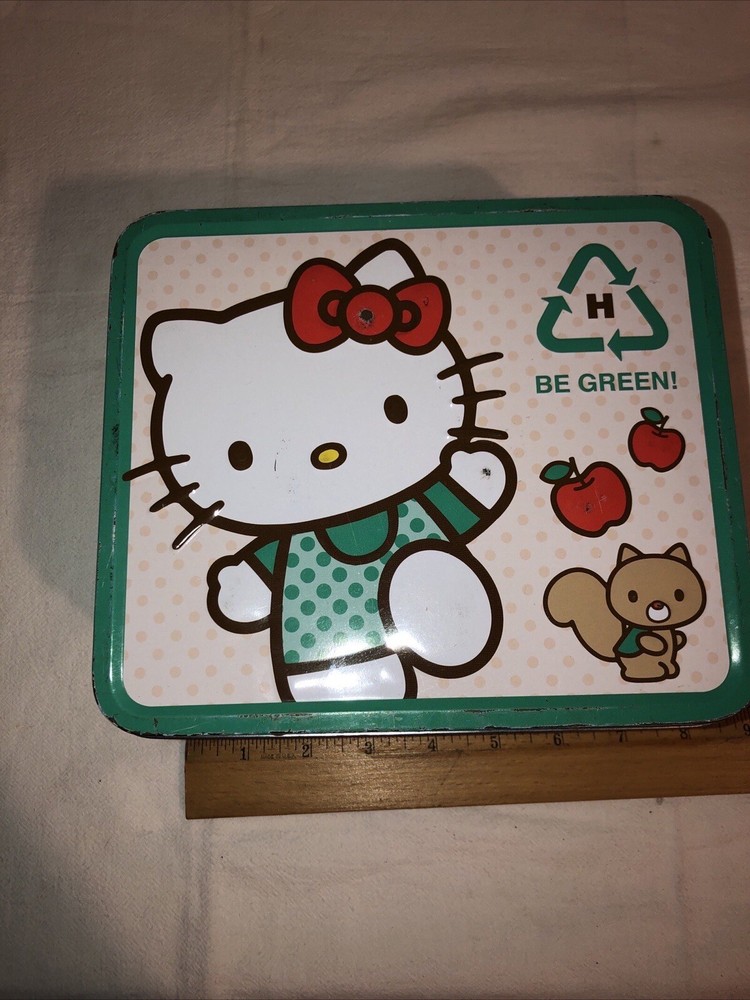 Hello Kitty Be Clean Tin Green Lunch Box