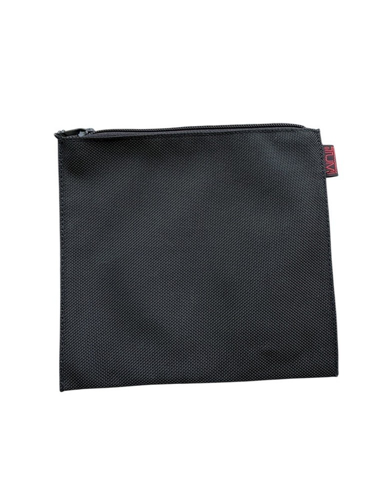 Tumi Small Black Flat Nylon Square Zipper Accessories Pouch