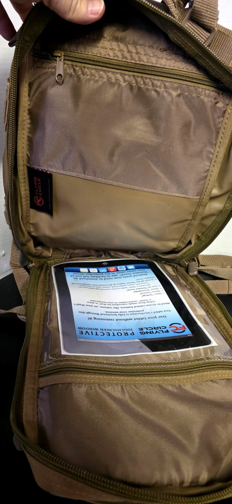 Flying Circle Military Backpack Desert Tan Molle Chain iPad Protector