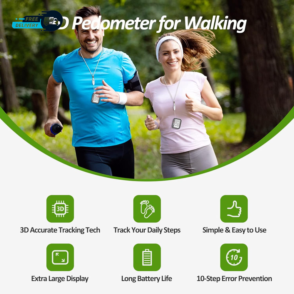 3D Pedometer for Walking Simple Step Counter for Walking with Removable