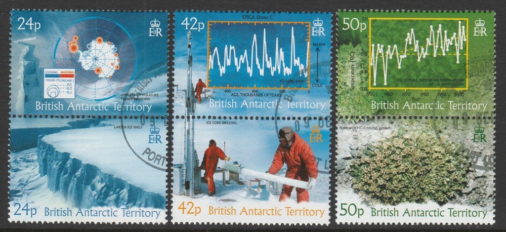 British Antarctic Territory 2004 Climate Change set SG 389-394 Fine used.