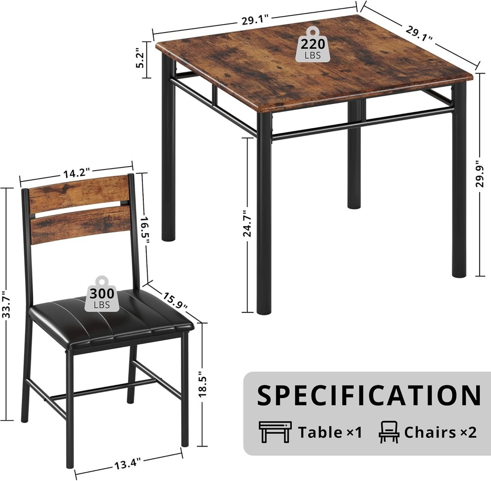Dining Table Set 2 Small Kitchen Table W/ Upholstered Chairs Dinning Table Set