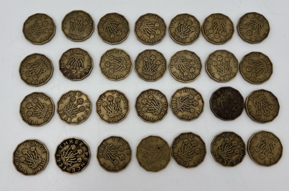 three pence coins Bundle X 28