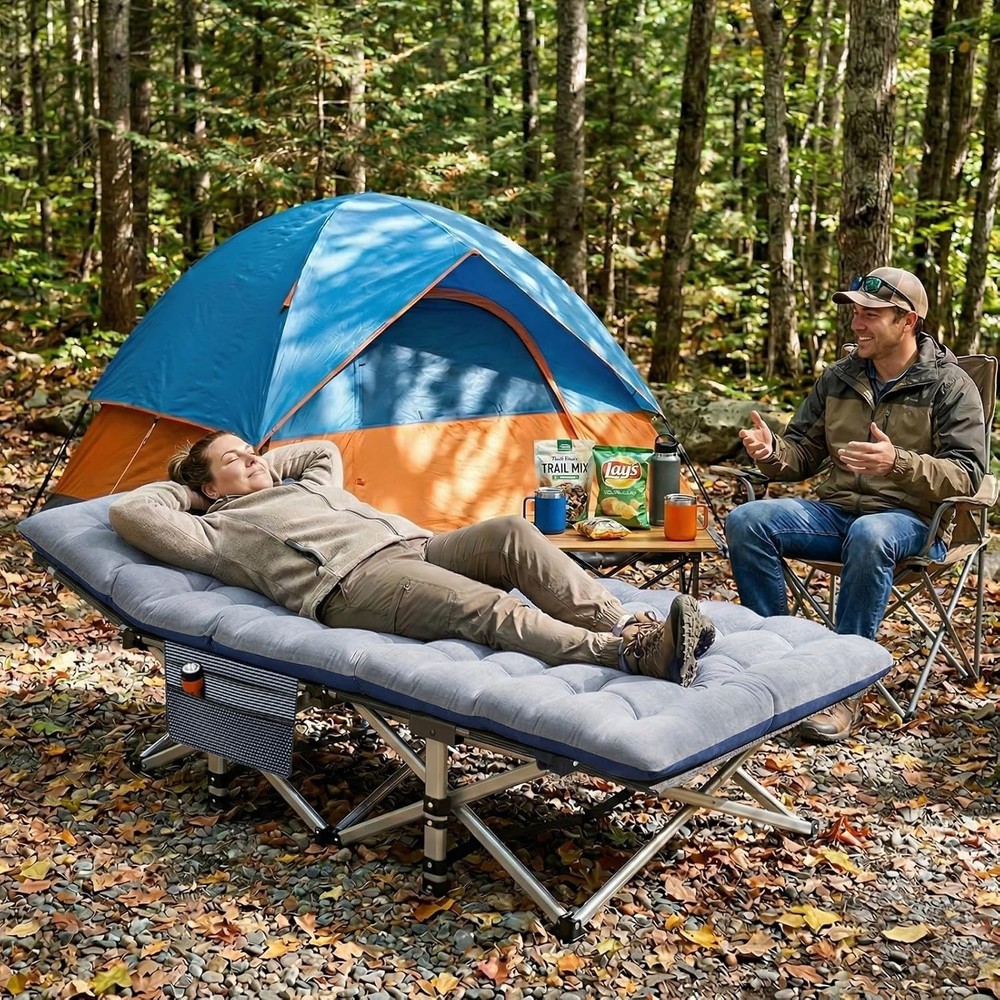Camping Cot for Adults, Oversized 78"x32" with Heavy Duty Frame and Mesh Surface