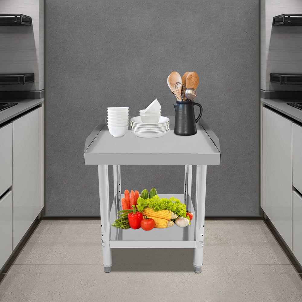 Adjustable Work Table Commercial Stainless Steel Prep Table Kitchen w/Backsplash