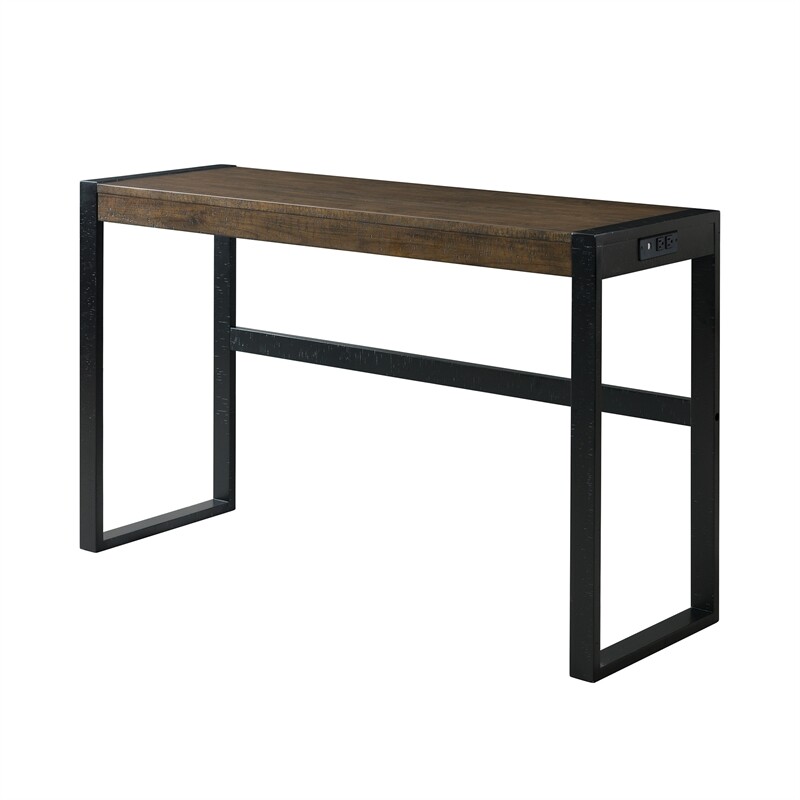 Pemberly Row Contemporary Multipurpose Bar Table Set in Walnut