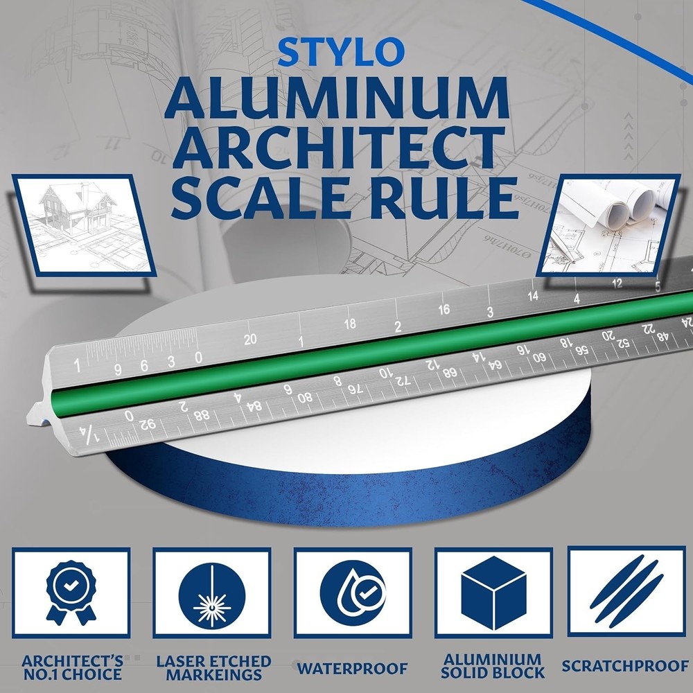 Color-Coded 12" Architectural Scale Ruler - Safe Design & Supreme Precision