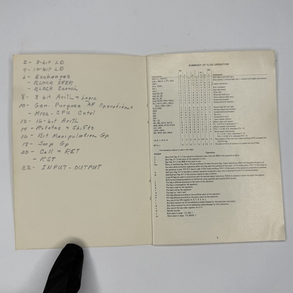 1978 Mostek Zilog Z80 CPU Microcomputer System Pocket Micro-Reference Manual