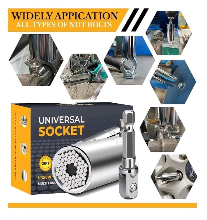 Universal Socket Tool with Power Drill Adapter Gift for Men Dad Husband. B8