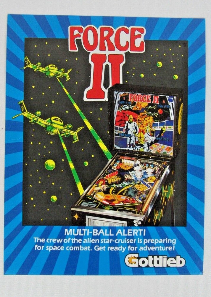 Gottlieb Force II Pinball Advertising Flyer