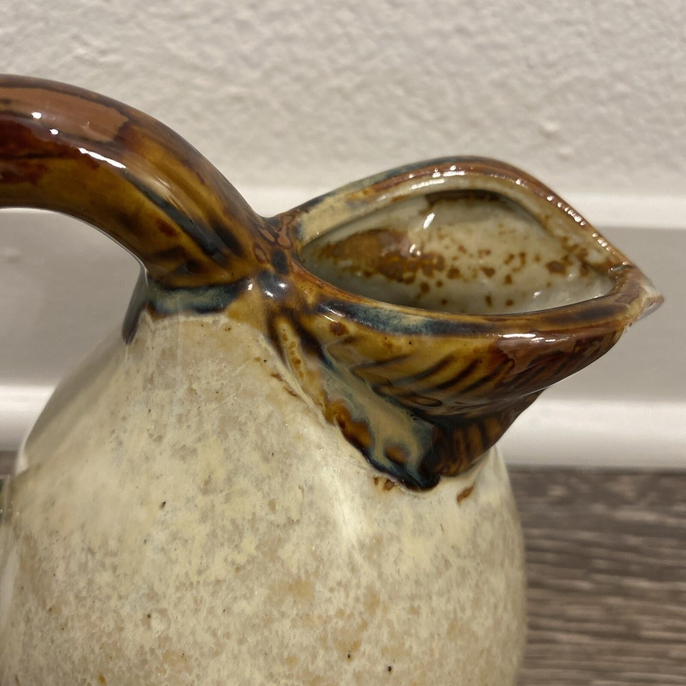 Pear Fruit Shaped Pitcher - Pottery Rustic - Brown Tan High Gloss 6.5” Tall