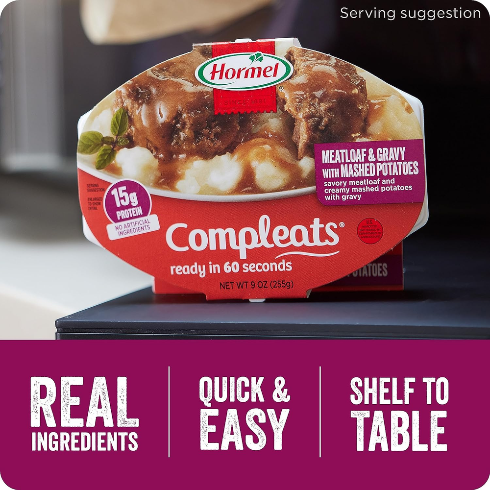 Meatloaf & Gravy with Mashed Potatoes Microwave Tray, 9 Oz. (6 Pack)