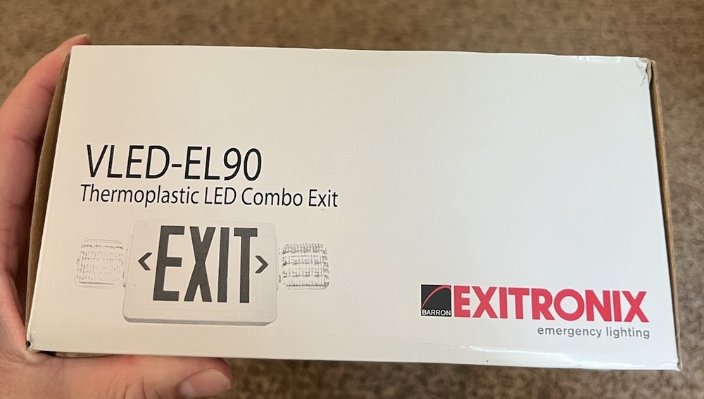 Exitronix LED Combo Exit Sign RED / 2 SIDED OPTION *VLED-U-WH-EL90 120/277V