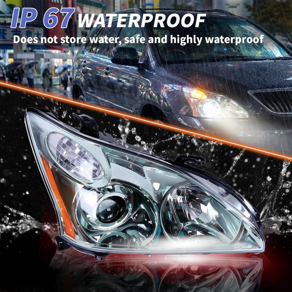 Halogen Headlight Assembly Compatible for 2004-2009 Lexus RX330 Left, Right