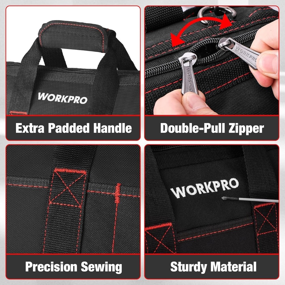 16" Tool Storage Bag with Waterproof Base, Black