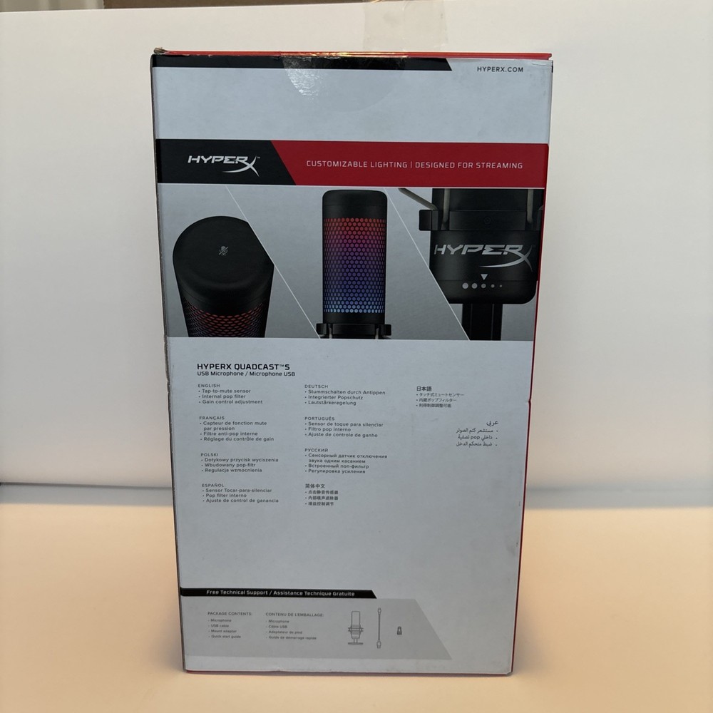 HyperX QuadCast S - USB Microphone - RGB Lighting - Black-Grey