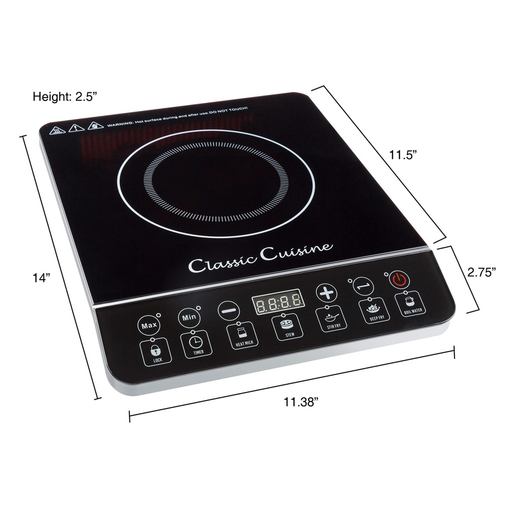 Multi-Function 1800W Portable Induction Cooker Cooktop Burner - Black by Blac...