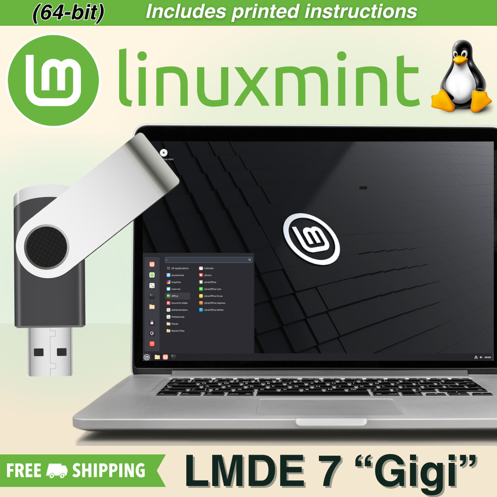 Linux Mint Latest LMDE 7 Cinnamon 64 Bit BOOTABLE/LIVE USB Mint Debian Edition