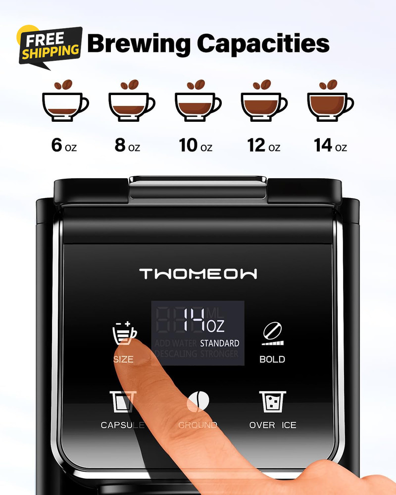 Coffee Maker Hot & Iced with Bold Setting,Single Serve Coffee Maker for K