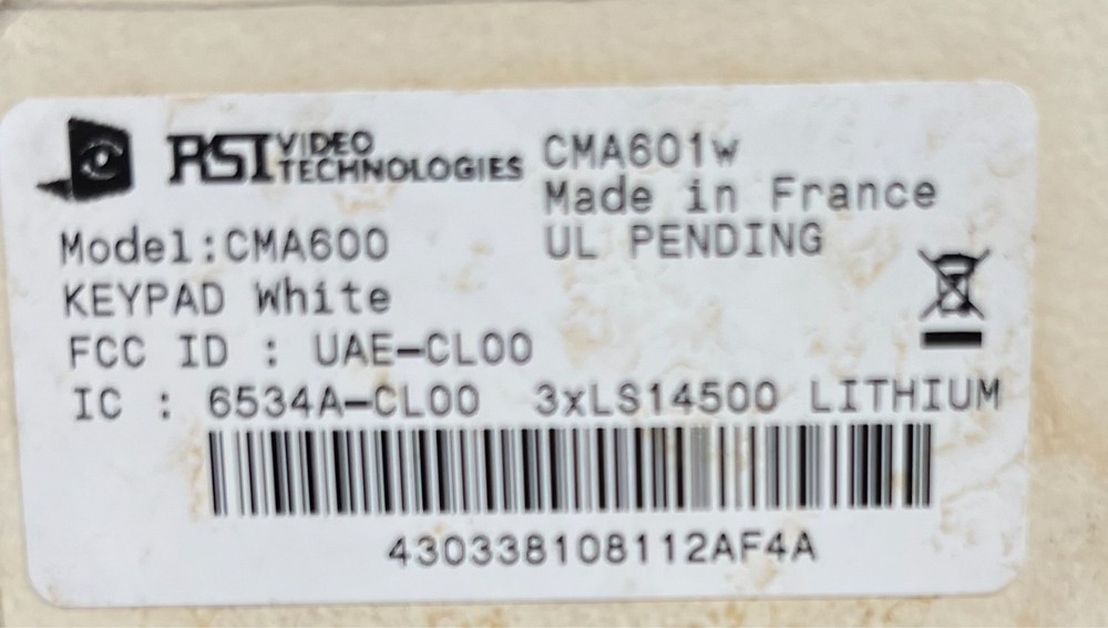 RSI Video Technologies CMA600 / CMA601 Keypad Device Transmitter