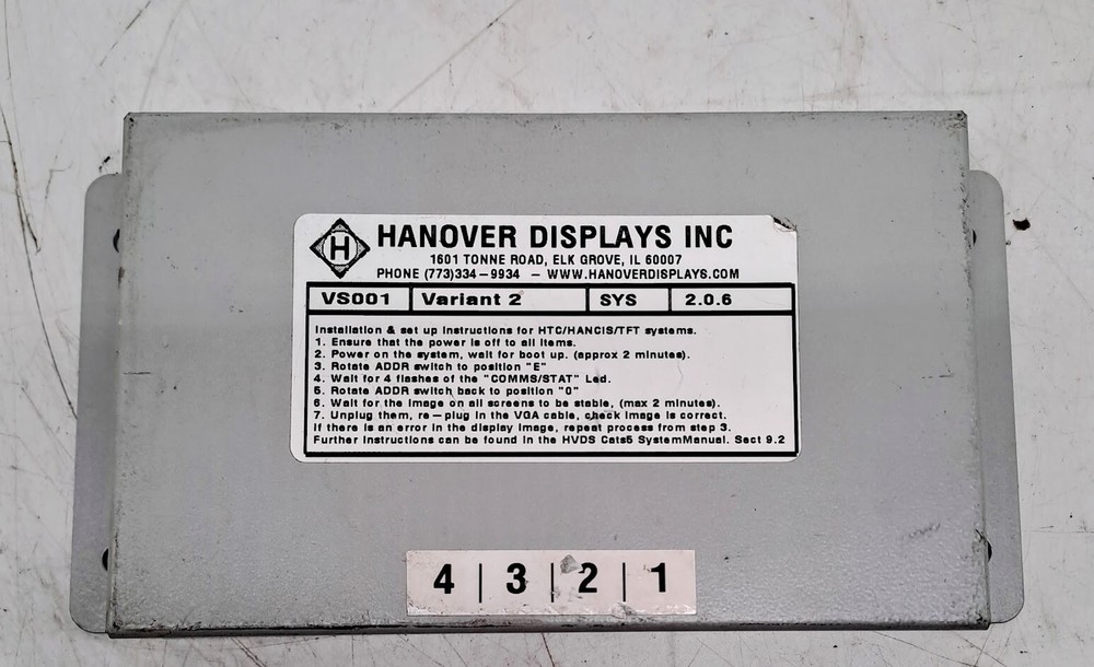 HANOVER DISPLAYS VS001 VIDEO DISTRIBUTION UNIT
