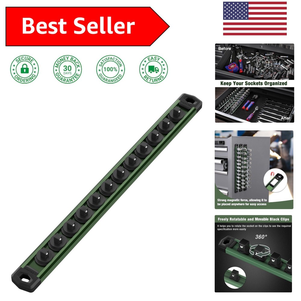 Magnetic Socket Storage Solution - 1/4-Inch Drive Organizer with Rotatable Clips