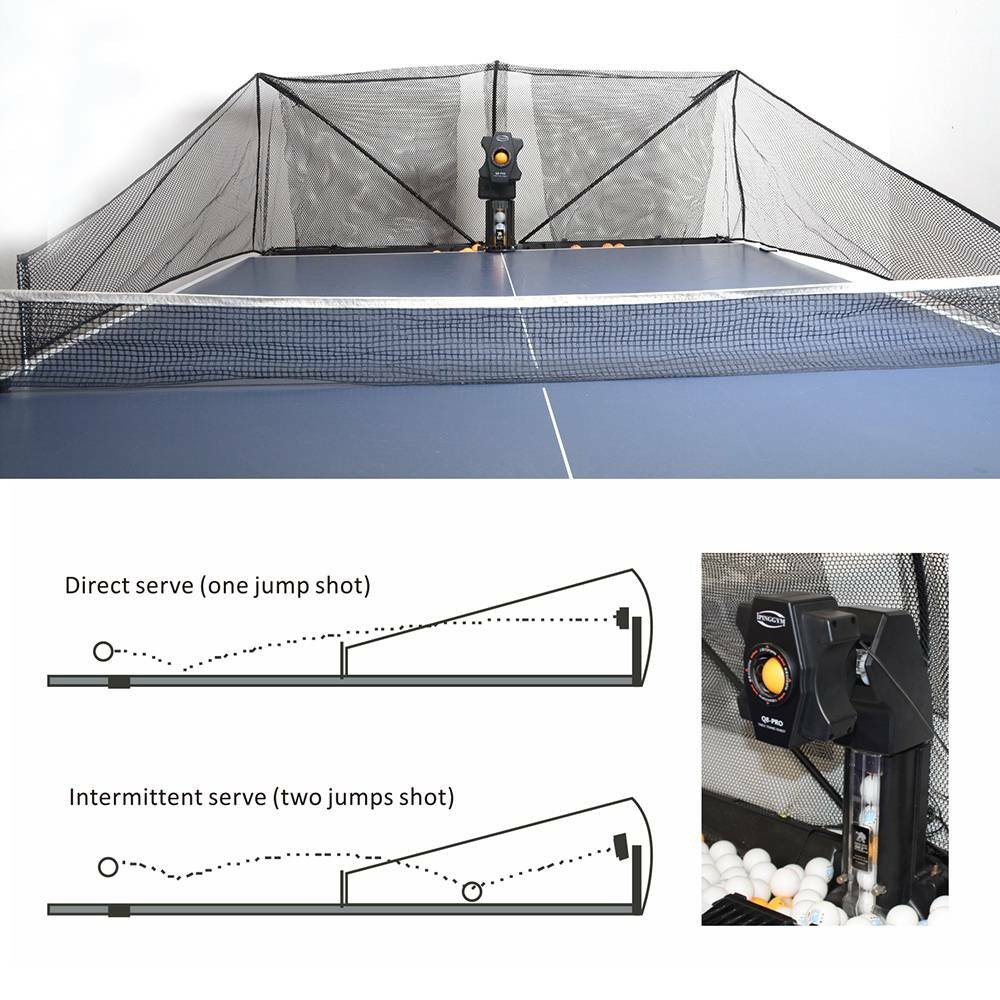 Super Automatic Table Tennis Robot Ping Pong Pitching Machine Training With Net