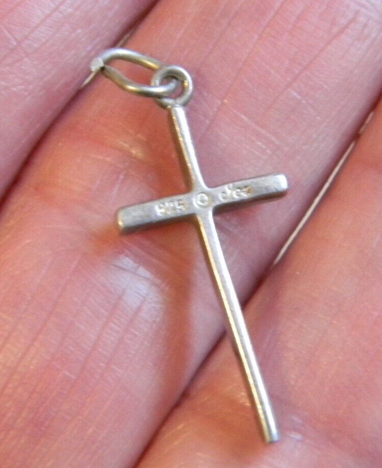 Sterling silver 925 religious cross plain squared pendant