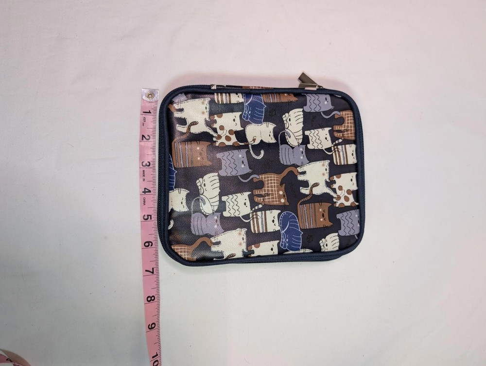 Compact Crochet/Knitting/Craft Case with Cat Pattern