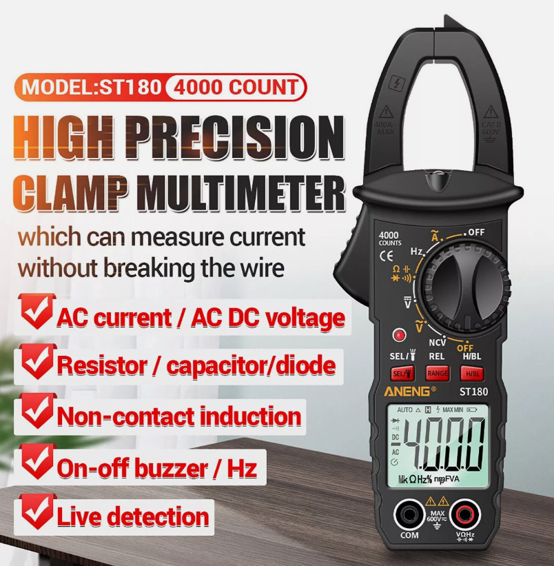 Digital Multimeter Tester AC DC Volt Amp Clamp Meter Auto Range LCD Handheld