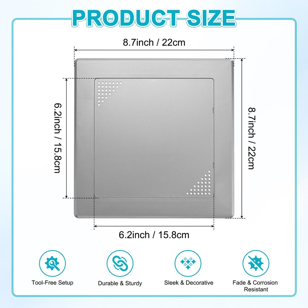 1-Pack Access Panel for Drywall, 6x6" Plastic Removable [Grey, Vented Square]