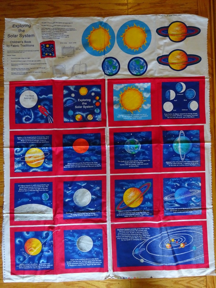 Exploring The Solar System, Outer Space Fabric Panel Quilted Book