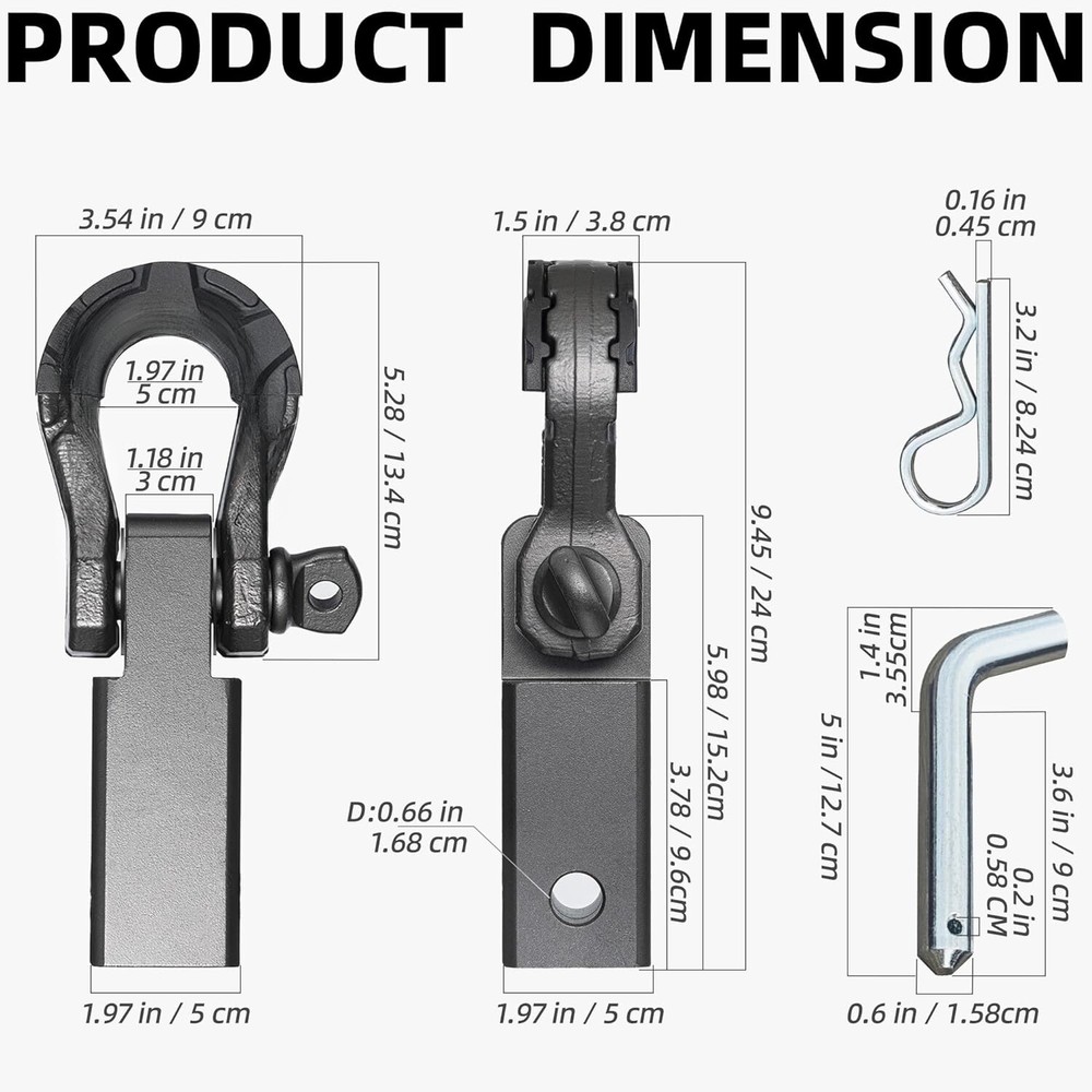 Hinged Receiver for 2-inch Receiver, Includes Extreme Forging with Release Pin