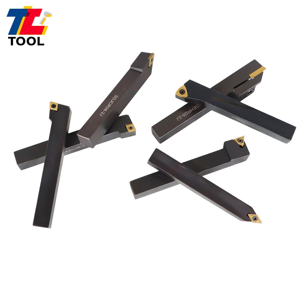 7Pc 1/2" Lathe Tool Bit Thread Insert+Holder Set Carbide Indexable Turning Tool