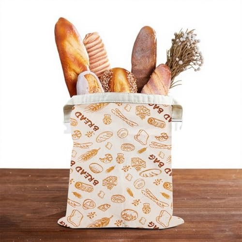 Original Beeswax Lined Bread Bag for Homemade Bread, Reusable Linen Bread
