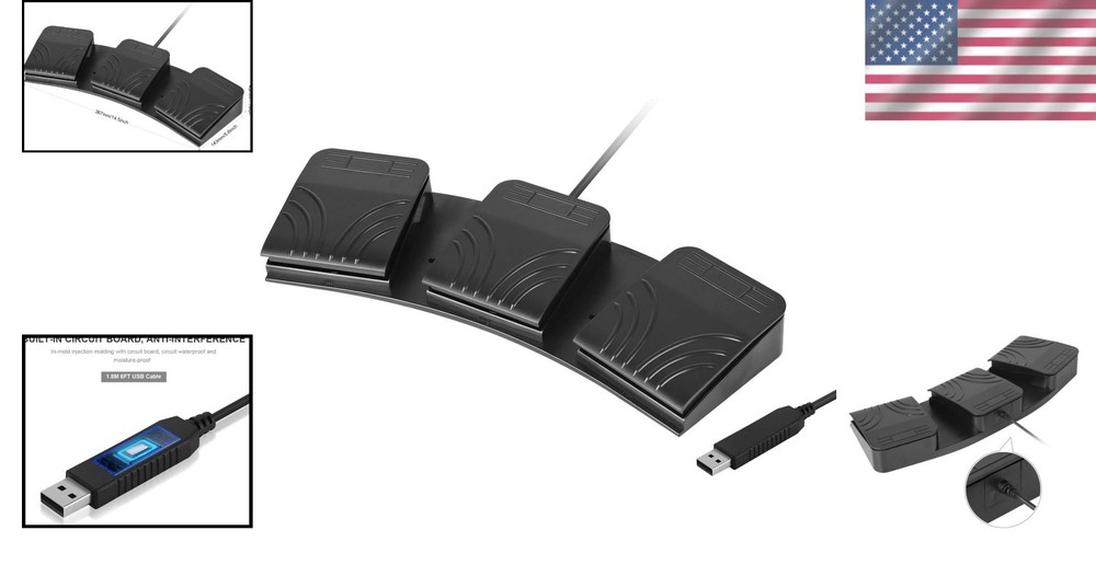 Versatile USB Triple Button Foot Switch with Ergonomic Comfort for Endless Use