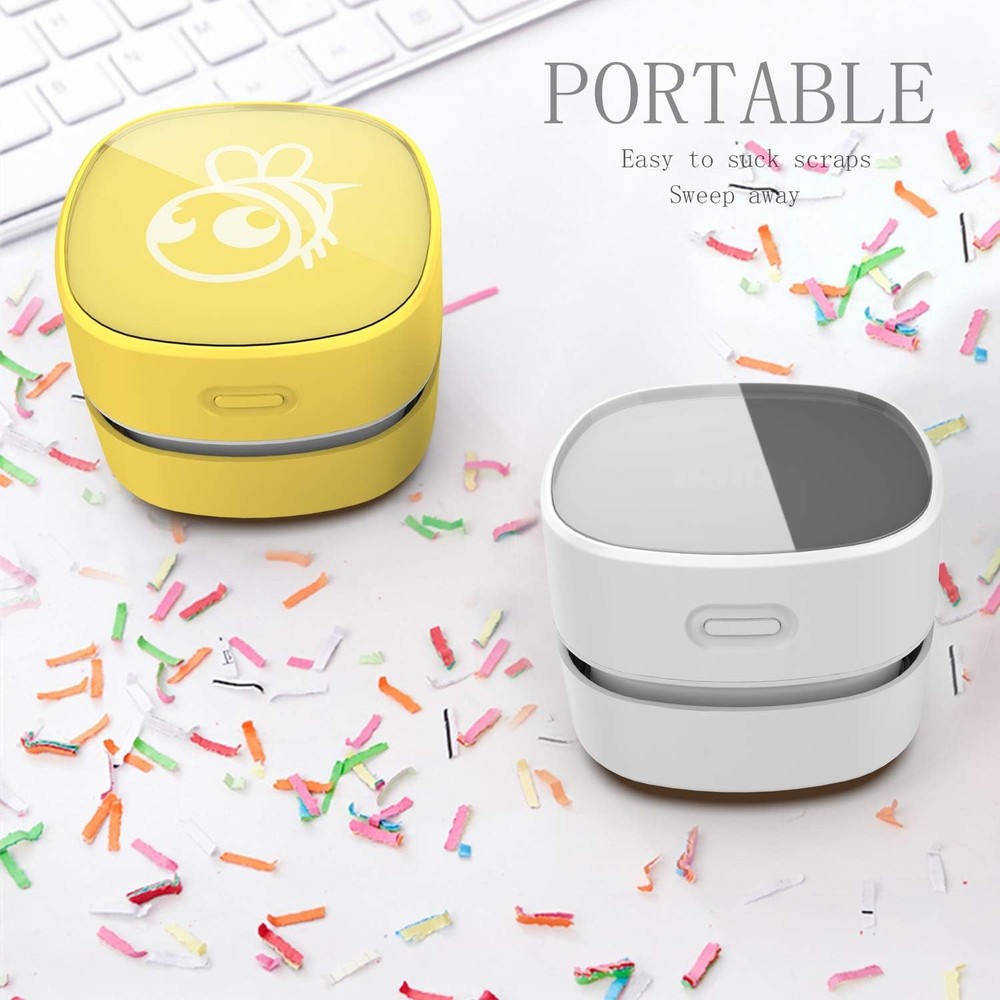 ODISTAR Desktop Vacuum Cleaner Mini Table Sweeper 360° White