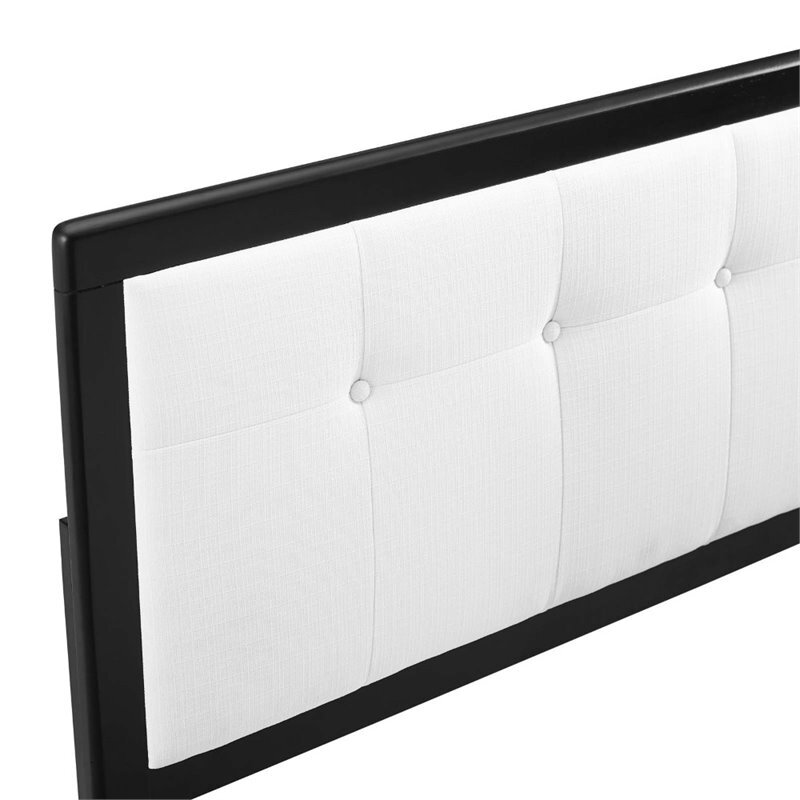 Modway Draper Fabric Tufted Full Headboard in Black and White