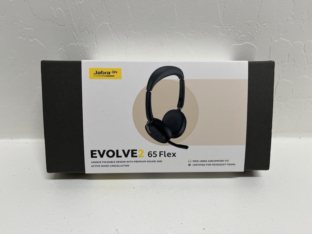 Jabra Evolve2 65 Flex MS Wireless Bluetooth Noise-Cancelling Headset W/ Link380a