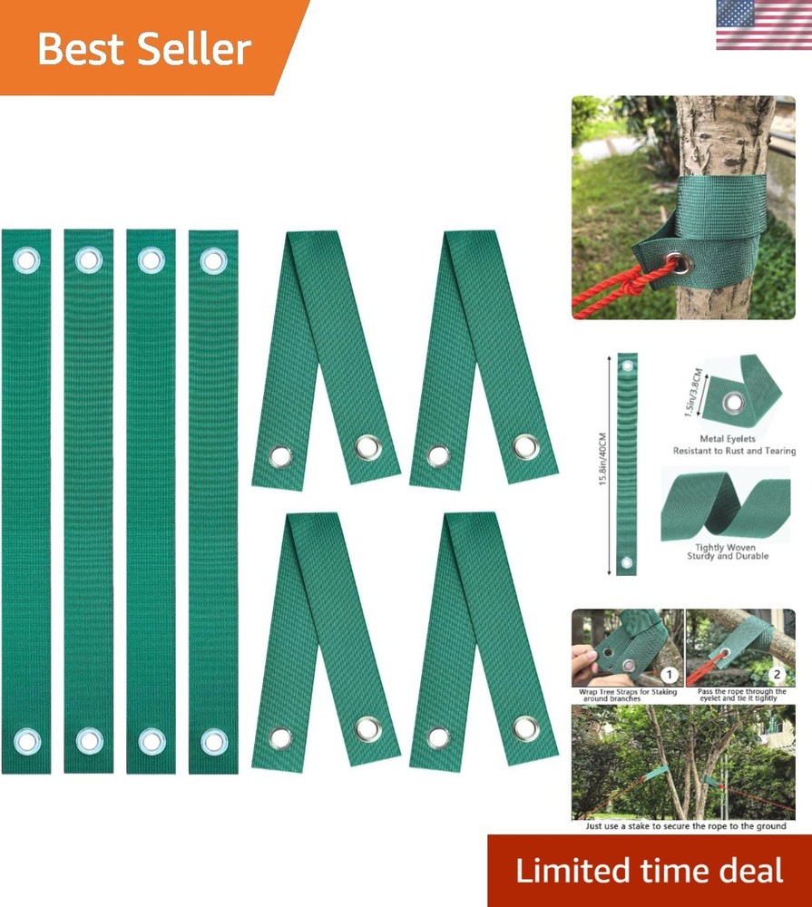 Green Tree Support Straps - 8 Pack for Storm Protection & Stability