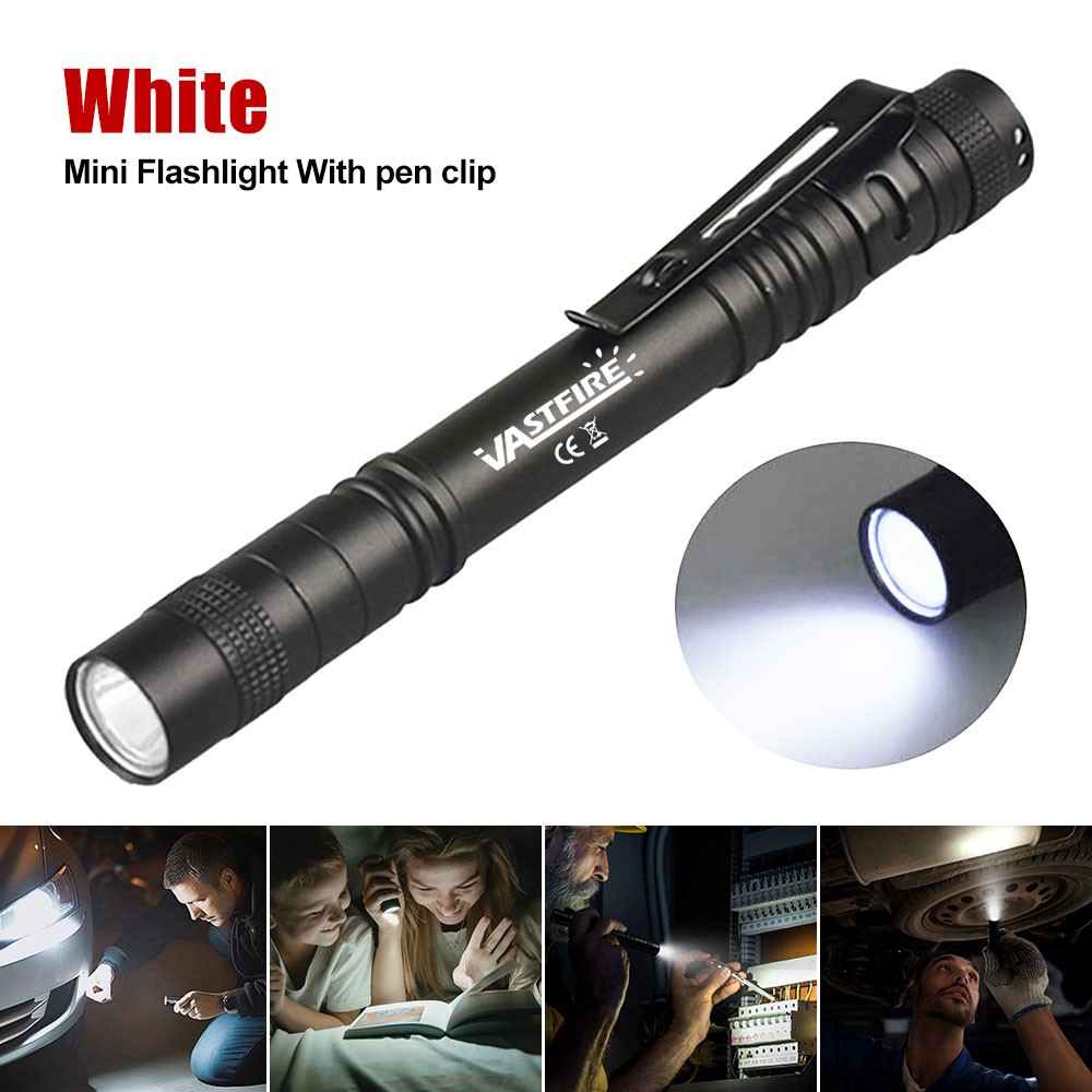 5X Mini Camping Light LED Flashlight Small Clip Penlight Pocket Torch
