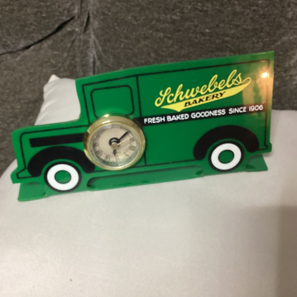 Vintage Schwebels Bakery Advertising Clocks ( Works )