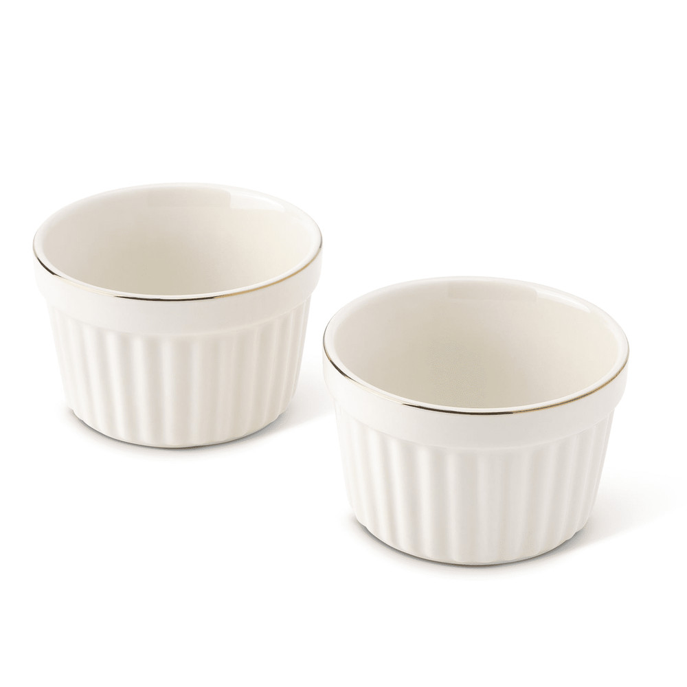 2-Piece Ramekin Set White Ribbed Oven Safe