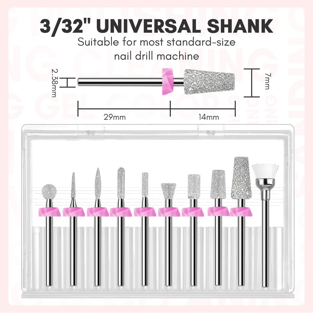 Makartt Nail Drill Bits:10Pcs Dimond Sanding Bit Sets for Drill...