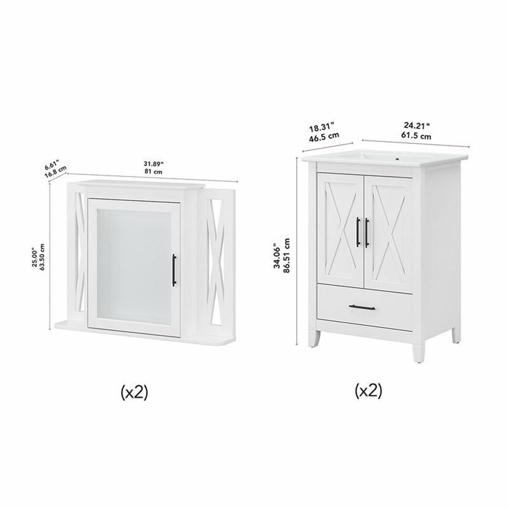 Bush Key West Engineered Wood Double Vanity Set with Sinks in White Ash