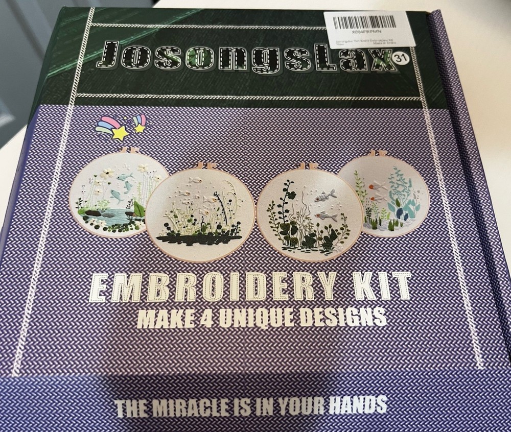 4 Pack Embroidery Kit Underwater Fish Scenes Makes 4 Unique Designs Craft Set