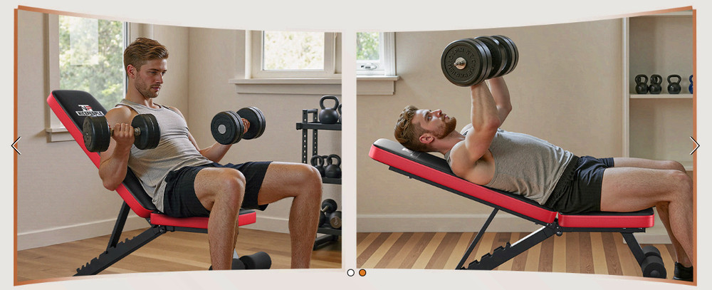 Adjustable Weight Bench, 660LBS, Foldable, 8 Backrests, Compact Home Gym