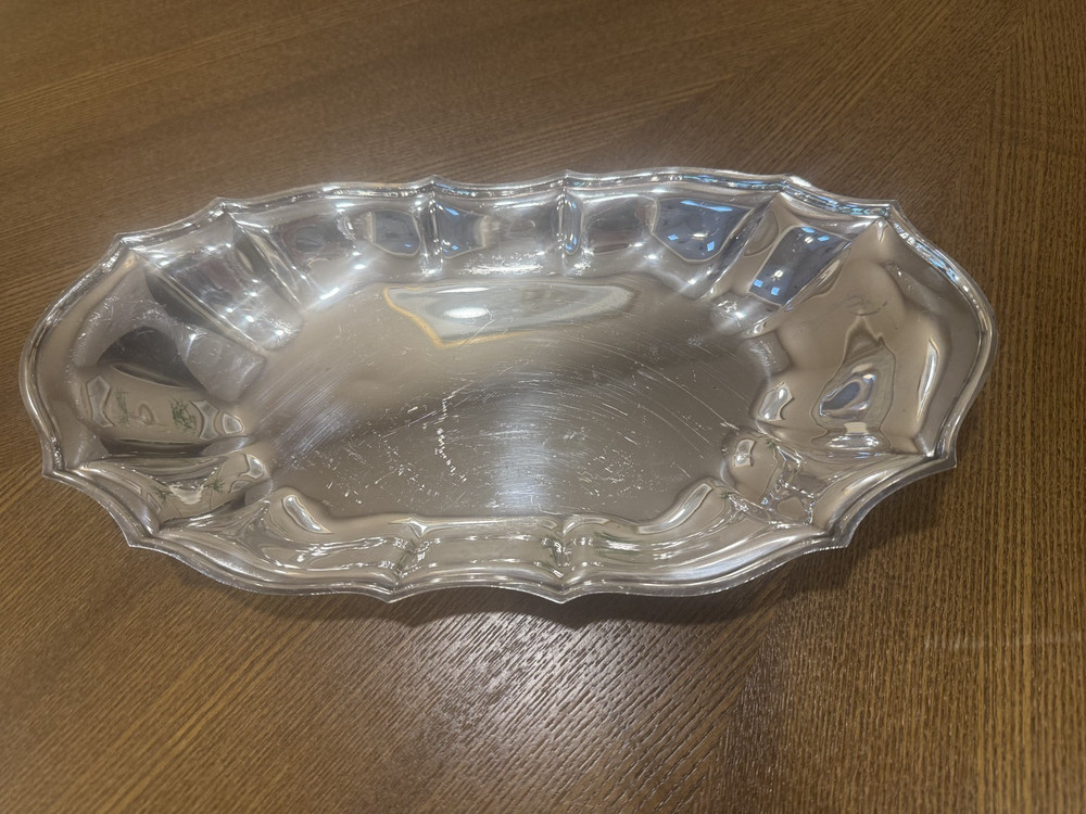 Silverplated Bread Tray 12 X 6" Chippendale Serving Ware Vintage