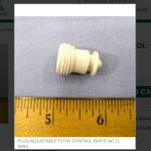 PLUG ADJUSTABLE FLOW CONTROL WHITE NO O-RING # 05-1919
